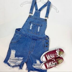 Rockn Rev Jean Overall distressed shorts size 2